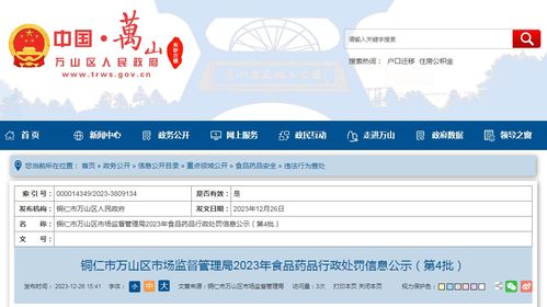 銅仁市萬山區市場監督管理局2023年食品藥品行政處罰信息公示（第4批）——以貴州企業管理為例